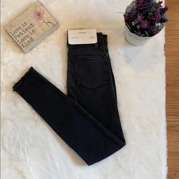 NWT Frame Denim Black High-Rise Skinny Fit - Picture 2 of 12
